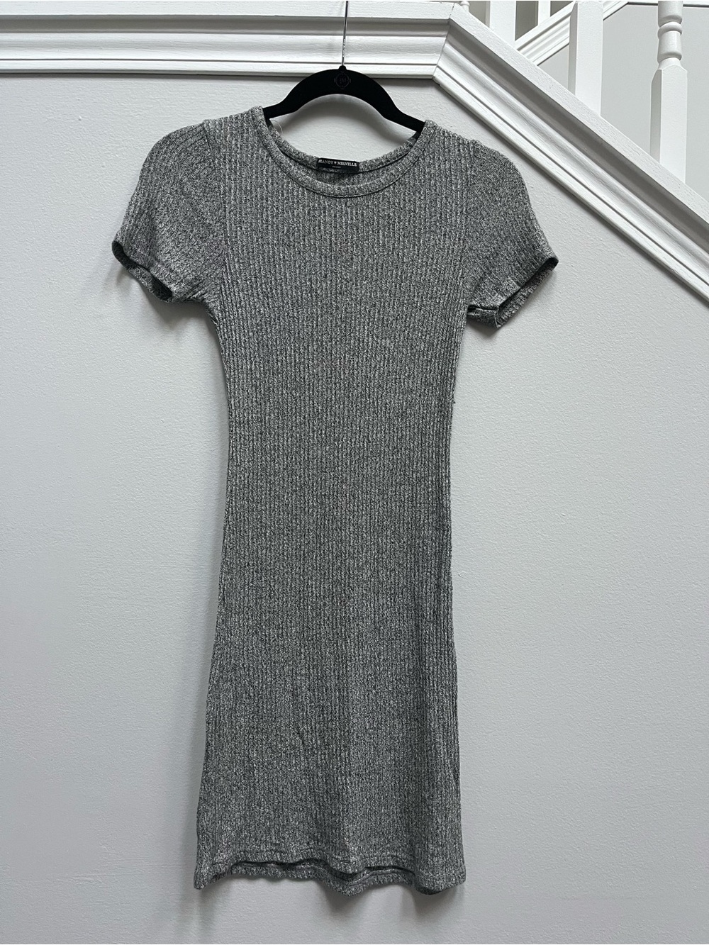 Brandy Melville Ribbed Short-Sleeve Mini Dress